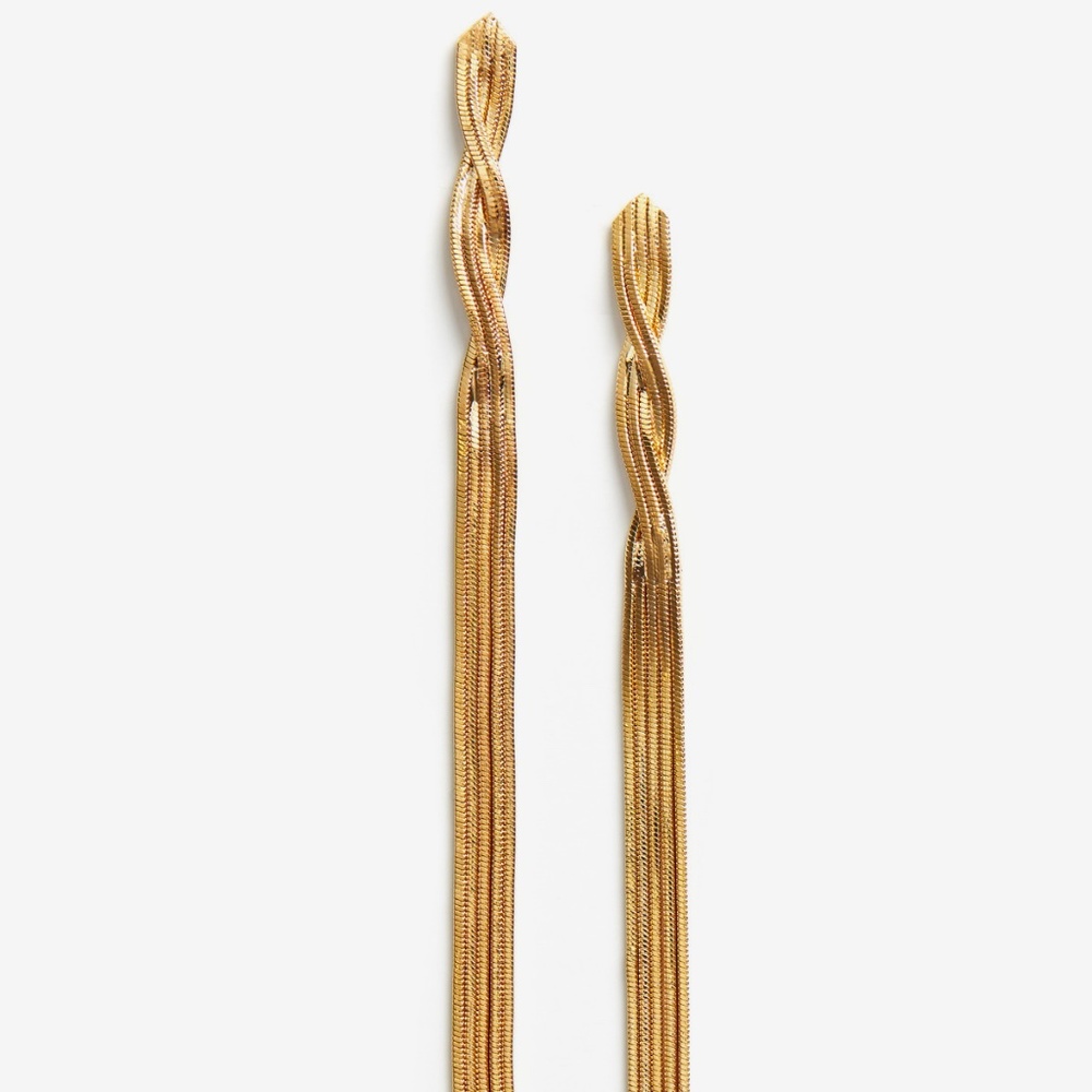 Long Noir Luxe Sleek Chain Earrings Gold